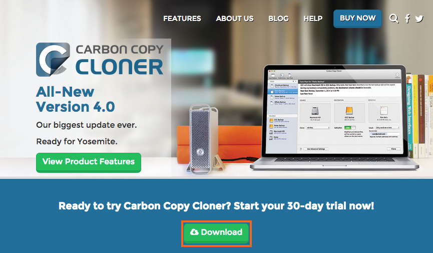 Visiter le site Web bombich.com pour télécharger une version d'évaluation gratuite de Carbon Copy Cloner, valable pendant 30 jours