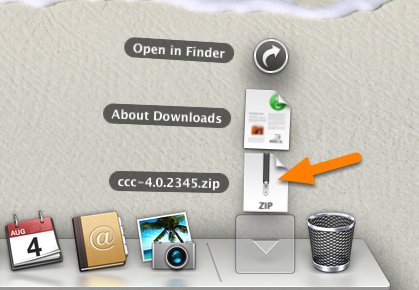 Voltooi de download en open het CCC-zipbestand in de map Downloads